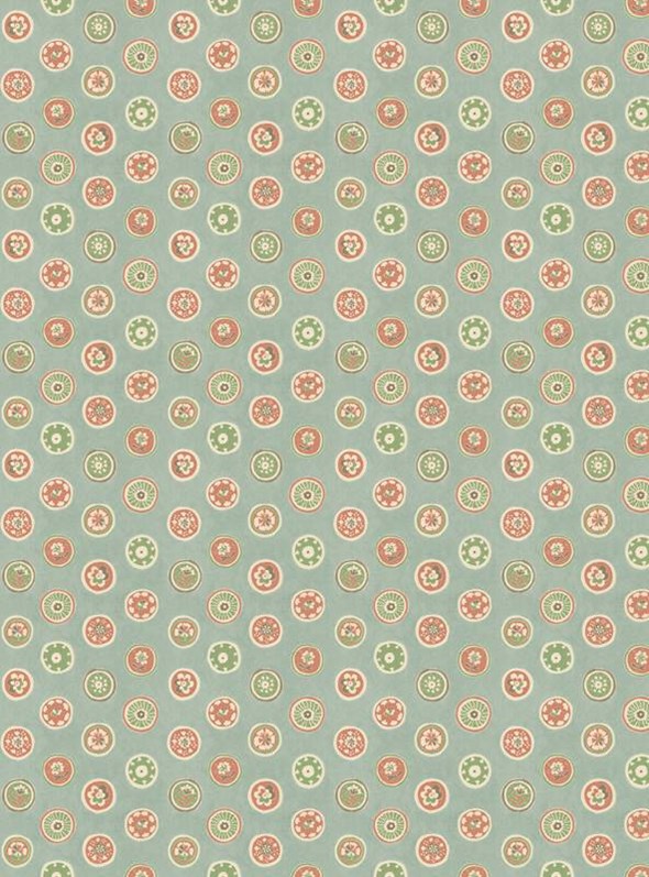 GP & J Baker Court Buttons Aqua/Red Tapet