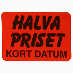 Infoetiketter, 1/2 priset kort datum