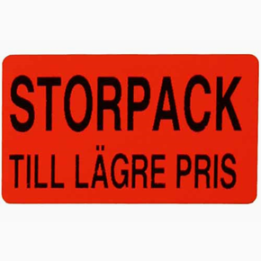 Infoetiketter, Storpack lägre pris