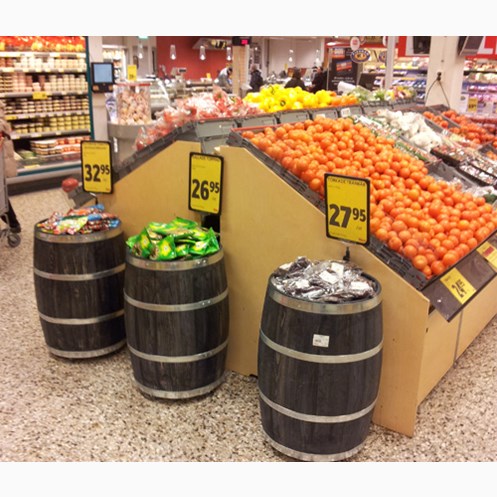 Trätunna på hjul, svart