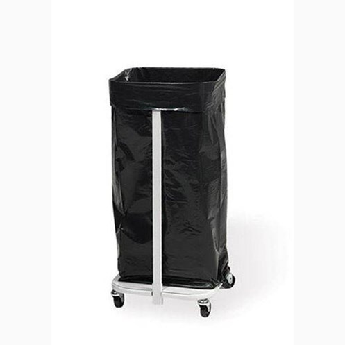 Sopsäckshållare med 4 länkhjul, 60 L, vit