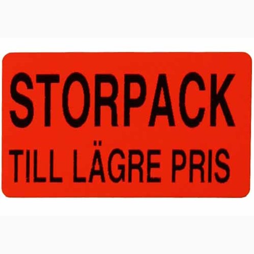 Infoetiketter, Storpack lägre pris