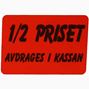 Infoetiketter, halva priset avdr i kass