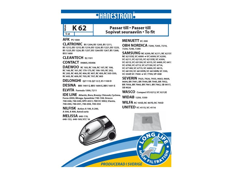 Ideline / Melissa / Nilfisk / Severin  K62