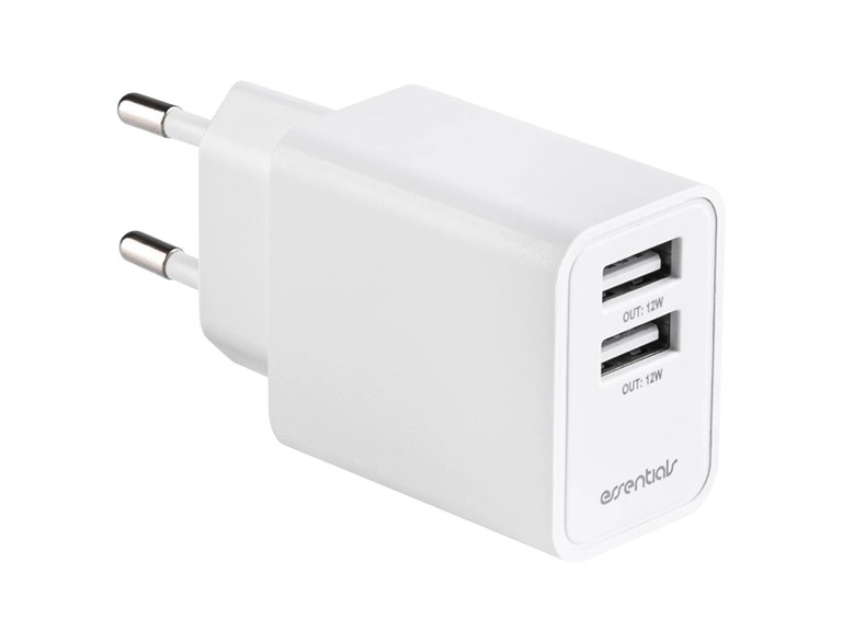 Essentials  Usb-Laddare  Usb-A  12W  2-Portar