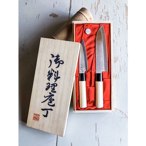 Satake Houcho Set med petty & santoku i balsabox