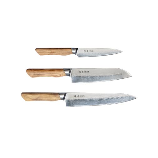 Satake Kaizen 3-dels knivset Gyuto 21cm, Santoku 18cm  & Petty 12cm