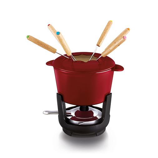Fondueset röd Gjutjärn, 1,1 l