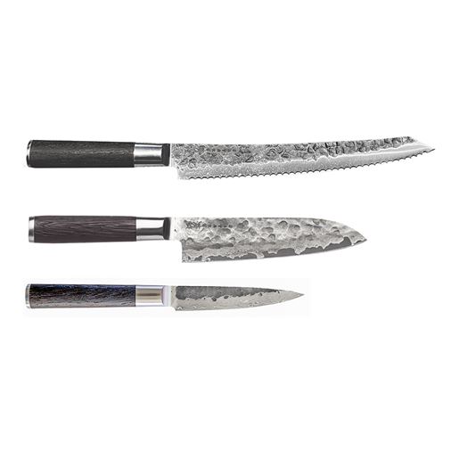 Satake Kuro Knivset 3 delar Brödsåg, Santoku, Petty