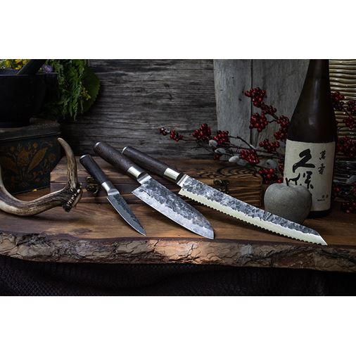 Satake Kuro Knivset 3 delar Brödsåg, Santoku, Petty