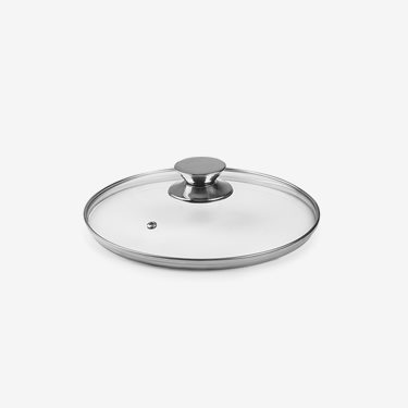Glaslock med stålkant och rostfri knopp, 16 cm
