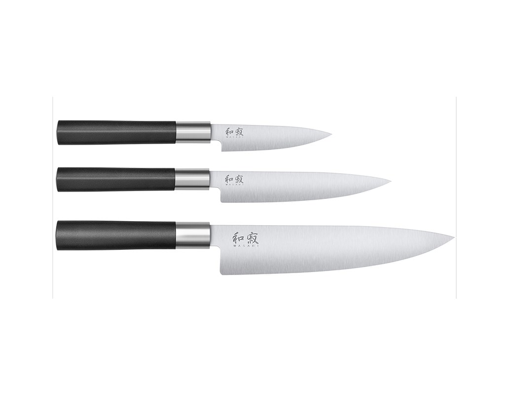 KAI Wasabi Black 3-dels Knivset Petty / Allkniv / Gyuto