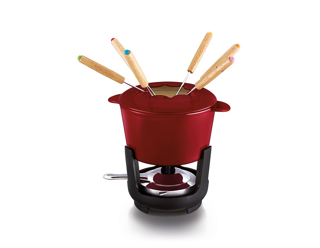 Fondueset röd Gjutjärn, 1,1 l