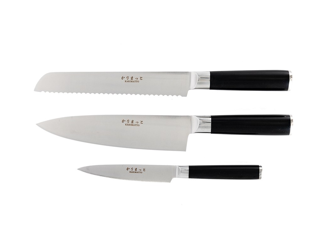 Knivset 3-del - Allkniv 12 cm, Kockkniv 20 cm, Brödkniv 20 cm