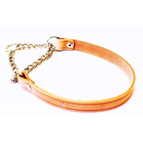 H Halsband halvstryp läder 18mm/60cm natur