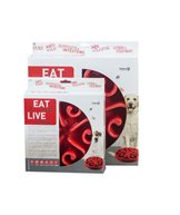 H Skål plast eat slow live longer L röd
