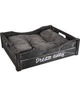 K Bädd trä dream away svart med dyna 45x38x12cm