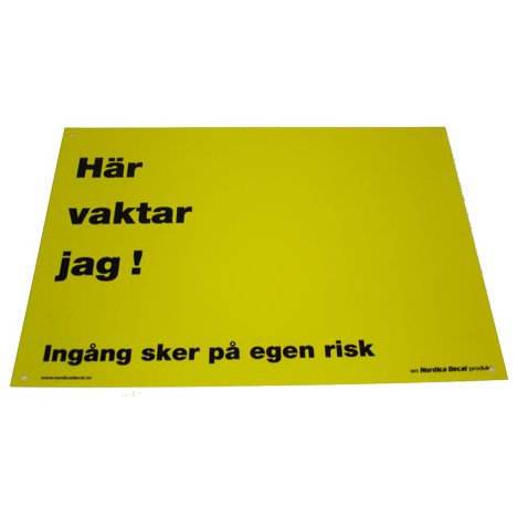 H Övrigt här vaktar jag 26x19cm gul
