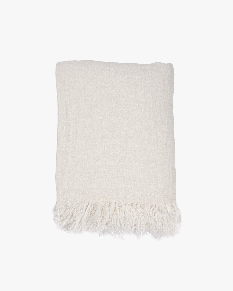 HK Living Linen Bedspread White
