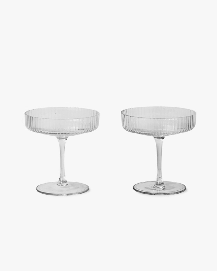 Ferm Living Ripple Champagne Saucer 2-Pack Clear