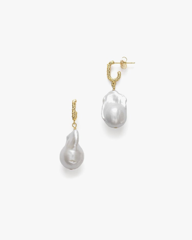 Anni Lu Seaweed Pearl Earring Gold