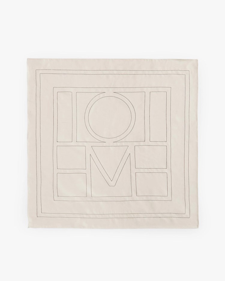 Toteme Embroidered Monogram Silk Scarf Cream Black