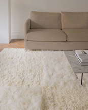 Layered Shaggy Checked Rug Off White