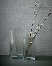 HK Living Ribbed Vase Small Clear