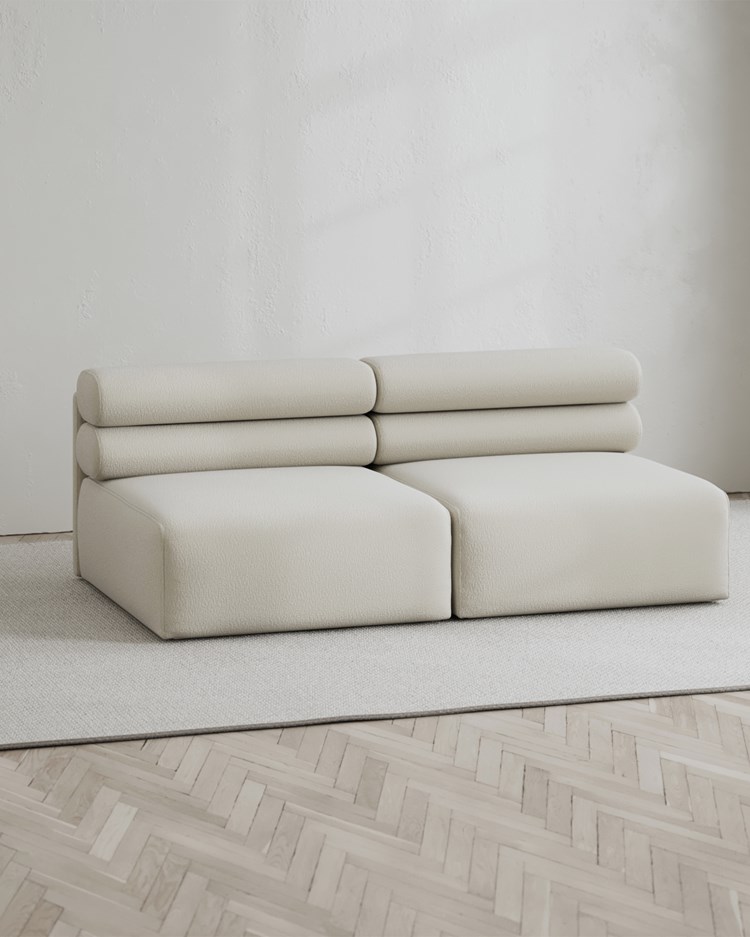 Layered Renzo 2-Seat Sofa Bouclé Pearly Off White