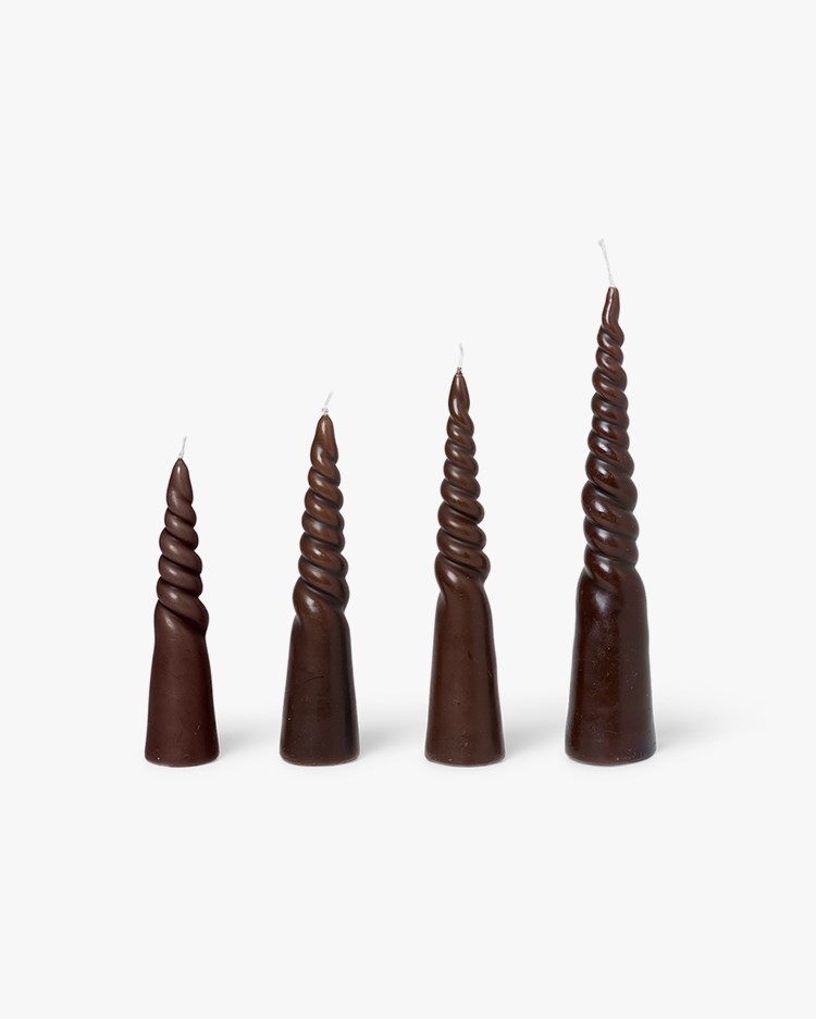 Ferm Living Twisted Candles 4-Pack Brown