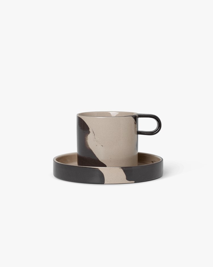 Ferm Living Inlay Cup With Saucer Sandbrown