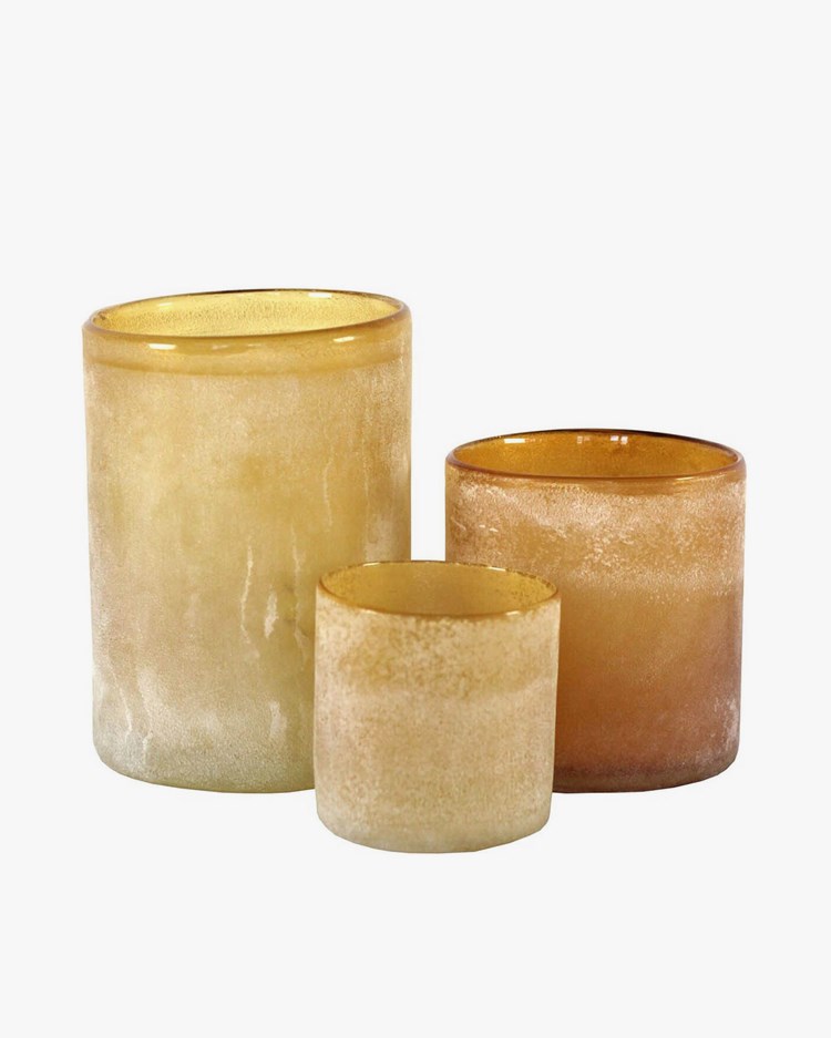 Tell Me More Frost Candle Holder Amber