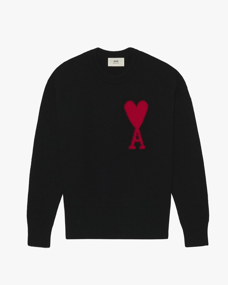 AMI Paris Oversized Heart Sweater Black/Red