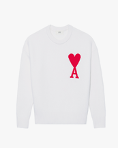AMI Paris Oversized Heart Sweater White/Red