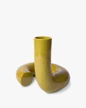 HK Living Ceramic Twisted Vase Glossy Olive
