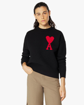 AMI Paris Oversized Heart Sweater Black/Red