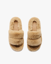 Stand Studio Isla Faux Fur Slippers Taupe