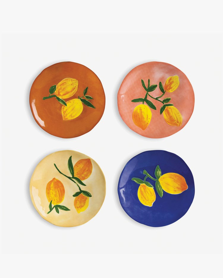 &Klevering Lemon Plate Set Of 4 Multicolor