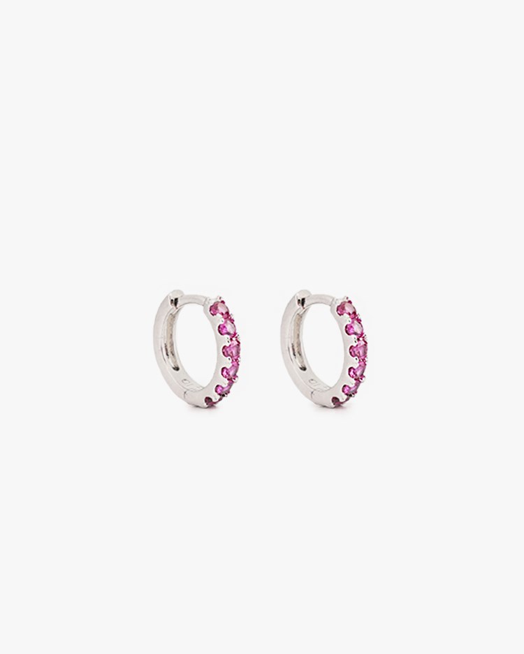 Izabel Display Mini Hoop Pink Silver
