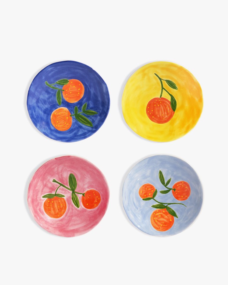&Klevering Plate Orange Full Color Set Of 4