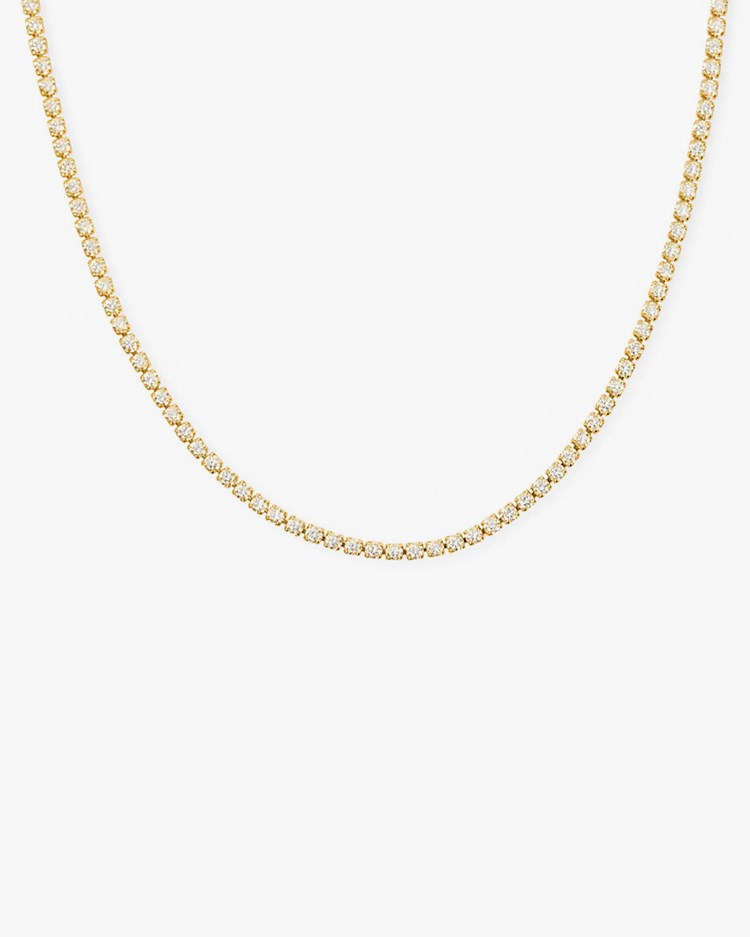 Muli Collection Thin Tennis Necklace Gold