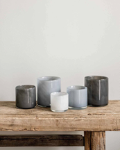 Tell Me More Lyric Candle Holder Dusty Blue