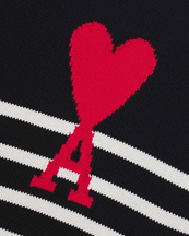 AMI Paris Oversized Heart Striped Sweater Black/White