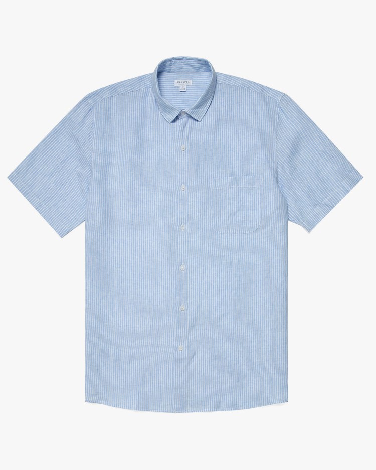 Sunspel Short Sleeve Shirt Stripe