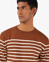 Sunspel Long Sleeve Crew Neck Sweater Stripe