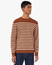 Sunspel Long Sleeve Crew Neck Sweater Stripe