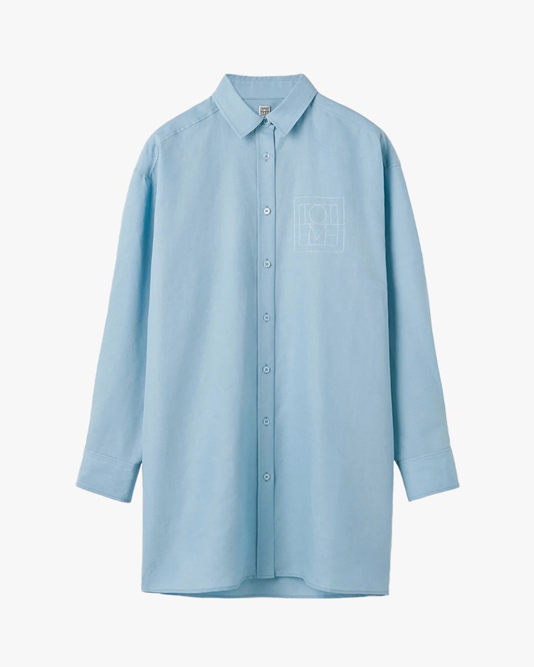Toteme Long Lyocell Linen Shirt Sky Blue