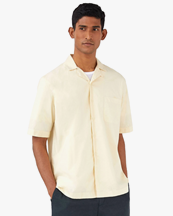 Sunspel Camp Collar Shirt Lemon