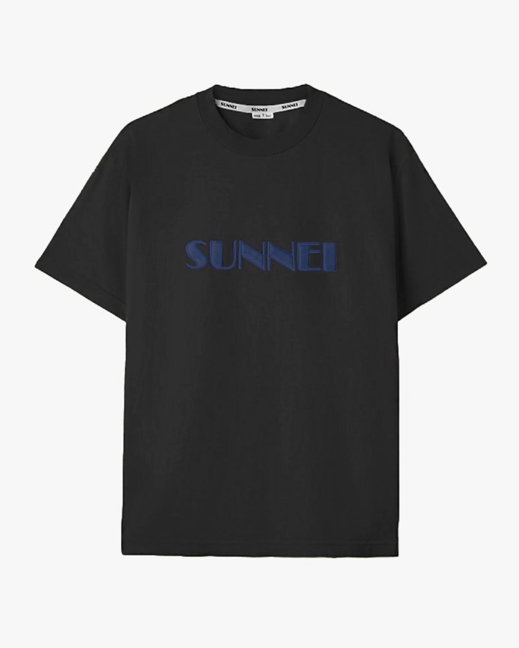 Sunnei Classic T-Shirt Big Logo Embroidery Midnight Blue