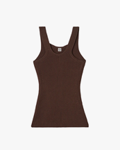 Toteme Curved Compact Knit Tank Saddle Brown